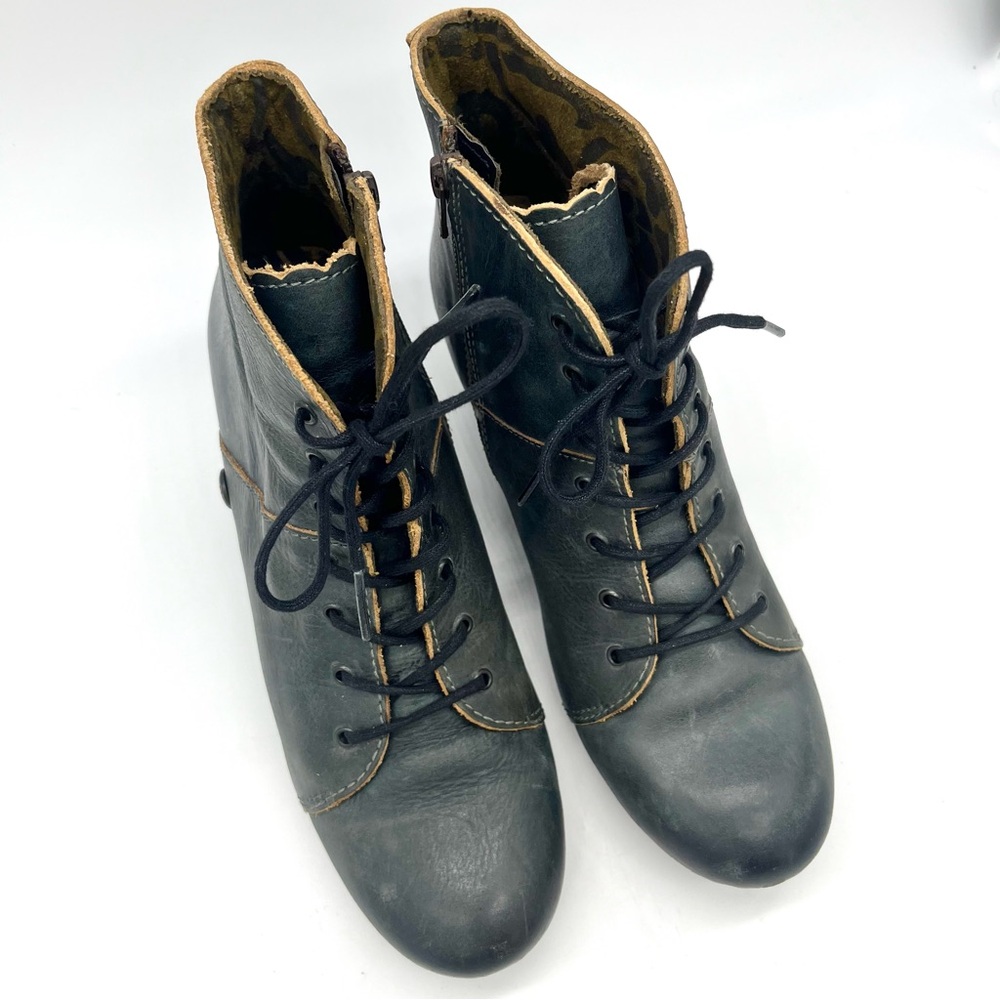 Fly London Dark Green Witchy Lace-Up Ankle Boots w Cone Heel Eu 39 (US 8-8.5) - Picture 2 of 10